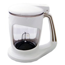 열탕기 차우리는도구 차우려내는 티포트 버튼식 500ml 티용품 주전자 차워머 차내리기, 흰색