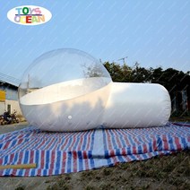 에어로그 공기주입식 팝업 에어텐트1개의 터널 하우스가 개인용으로 사용되는 새로운 투명 풍선 버블 텐트, 반 흰색, 일 4m 송풍기 없음