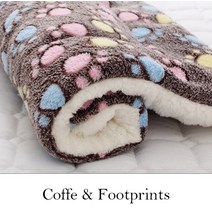 부드럽고 애완 동물 수면 패드 플러시 개 침대 울 애완 동물 담요 고양이 둥지 개 패드 개 케이지 패드 이불, [03] M 63x43cm, [09] Coffe with Footprint