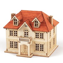 퍼즐피플 3D 영공방 건축물 입체퍼즐모형, 3D목재 미니 유럽풍 저택, 1Ea