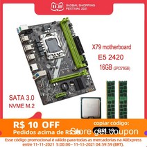 [해외]qiyida X9A X79 마더보드 세트 Xeon LGA 1356 E5 2420 cpu 2pcs x 8GB 16GB 1600MHz pc3 12800R DDR3 ECC