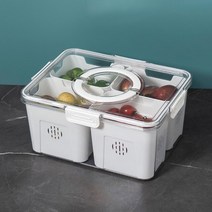 주방 주최자 보관 상자 냉장고 주최자 투명 분할 신선 보관 상자 가정 정리 정원, Four grid white B556