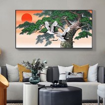 일출 풍경 보석십자수 건강 장수 기원 소나무 백년해로 학 비즈 그림 도안 큐빅 압정 아트 부모님 선물, 30x60cm
