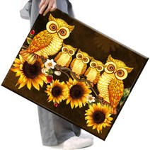 파센 DIY 보석 십자수 캔버스형 50 x 40 cm, A-013.부엉이와 해바라기