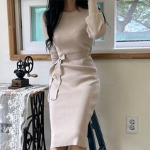 도앙뜨 퍼프소매 골지 니트 원피스