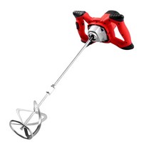 시멘트 교반기 믹서기 몰탈 2100w 전기 시멘트 믹서 교반기 모르타르 페인트 진흙 그라우트 800rpm eu 플러그 용 조정 가능한 6단 전문 콘크리트 믹서, 빨간+EU