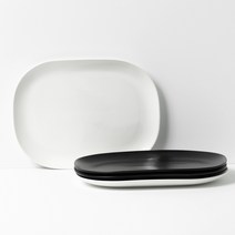 보울보울 레트로라인 오발플레이트L 28cm, 3세트, 밀크화이트 2p + 미드나잇블랙 2p