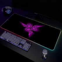 RGB 게임용 마우스 패드 레이즈 매트 LED 대형 게이머 XXL 키보드 빛나는 데스크 백라이트, 900x400x3mm, Razer AC00137 (5)_900x400x4mm