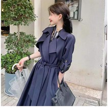 FANSYLI 캐주얼 트렌치코트 미디움 루즈핏 트렌치 원피스 여사 봄가을 패션 통근 트렌치코트 고급스러운 트렌치코트 X821