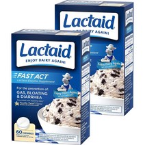 Lactaid 락트에이드 패스트 액트 락타아제 엔자임 츄어블 바닐라 60정 2팩