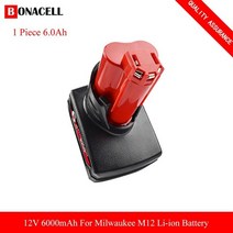 밀워키배터리 밀워키 도구 12v 리튬 이온 배터리 밀워키 m12 c12 xc 48-11-2440 48-11-2402 48-11-2411 48-11-2401 드라이버 배터리 호환 온, 1 조각 6.0ah