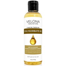 Velona 폴리소르베이트 80 - 113.4g(4온스) | 용해제 식품 및 화장품 등급 | 요리 스킨 케어 및 배쓰밤 스프레이 폼 메이커용 천연 성분 | 오늘 사용 - 결, odorless_4 Ounce (Pack of 1)