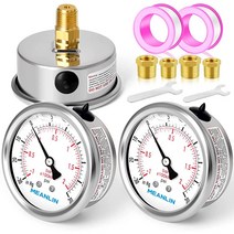 MEANLIN MEASURE -30~60Psi 스테인리스 스틸 06cm(1/4인치) NPT 64cm(25인치) 페이스 다이얼 진공 압력 게이지 센터 백 마운트 거치대, Back Mount, -30inHG-30Psi/2PCSMEANLIN MEAS