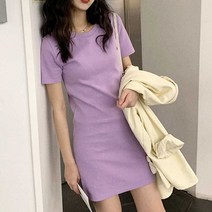데이트복장코디 미니 라운드넥 원피스 여자 홈웨어룩 슬림핏 스타일