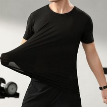여름용 남성 반팔 상의 크루 넥 티셔츠 심플한 단색 러닝 퀵 드라이 셔츠 근육 슬림핏 의류