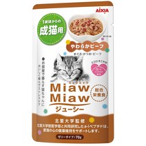 아이시아 먀우먀우 쥬시 파우치 70g 12개입 고양이간식, 소고기