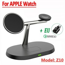 차량용 고속충전기 3인 1 마그네틱 무선 충전기 스탠드 30W 맥세이프 아이폰 14 13 프로 맥스 에어팟, 05 Z10 BK EU For iPhone, Z10 BK EU For iPhone