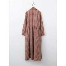 [코지23] 여자 앤티크 체크 패턴 랩 디자인 카라 플레어 롱원피스
