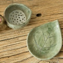 이천도자기 실용적인 나뭇잎모양 차거름망 받침대 세트 다도구, 본상품선택, 상세페이지 참조, 상세페이지 참조