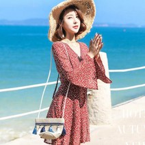 가바바 여성 원피스 여행가서 입고 싶은 브이넥 쉬폰 바캉스룩 미니원피스 G26709
