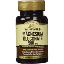 Windmill Magnesium Gluconate 윈드밀 마그네슘 글루콘산 500mg 90 정 X 3팩, 1개, 기본