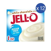 젤로 Jell-O 젤로 화이트 초콜릿 슈가프리 인스턴트 푸딩 믹스 파이 필링 1 oz. 28g 12개 Jell-O White Chocolate Sugar Free Instant