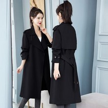 [이꾸띠] 봄 가을 2040 여성 카라넥 무지 허리 끈 포인트 주머니 있음 깔끔한 스타일 2컬러 롱 트렌치 코트