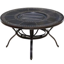 야외 바비큐 숯불 테이블 화로 마당 하향식 로스타, 보르도 의자 4개 + 90CM 숯테이블