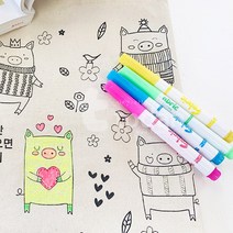 형광 패브릭마카 4색세트 염색용 패브릭 마카펜, 형광패브릭마카 4색