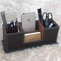 가죽오거나이저 클래식인테리어 펜꽂이 대표임원실 책상소품수납함 서재데스크, 상품선택, 블랙