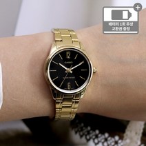 카시오 정장 클래식 여성 메탈 가죽 손목시계