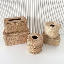 라탄 원형 사각 두루마리 휴지케이스 화장지 각티슈 크리넥스 케이스, 사각 （정사각 미니티슈）