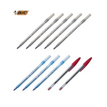 BIC 라운드 스틱 볼펜 1.0 검정색 청색 적색 빅볼펜 set 10입, B SET(검5개입+청3개입+적2개입)