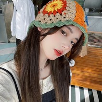 Makone 상표등록 Makone 상표등록 현아 정려원 빈티지 자수 니트 손뜨개 벙거지 모자 꽃무늬
