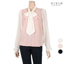 비비드시크릿가너 VIVID 리본장식 진주단추 블라우스