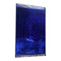 돗자리 기도 깔개 이슬람 이슬람 기도 살라트 매트 musallah sajda tapis de priere 이슬람 기도 깔개 기도 매트 깔개 카펫 술 장식, 80x120cm, 파란색