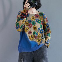 빅사이즈긴팔니트 가을옷 단아한 멜란 태양 꽃 슬림핏 이너 풀오버 후드 상의 2685097006