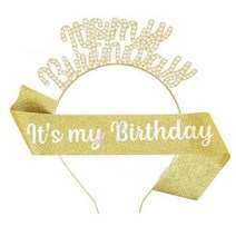 이자벨홈 레인보우 its my birthday 생일파티 어깨끈 머리띠 세트, 로즈 × 1세트