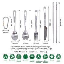 무한 항해 티타늄 식기 여행 Flatware 티타늄 나이프 포크 스푼 젓가락 짚 야외 캠핑 피크닉 칼 붙이, Ti1053T