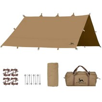 TOMOUNT 터프 tc 사각형 폴리 코튼 터프 4m x 4m 루프 19 개 모닥불 가능 차광 차열 난연 캠프 터프 천막 쉐이드 (400cm 400cm)