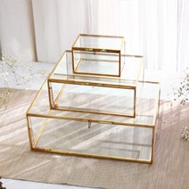골드 프레임 사각 유리 보석함 (4size), M, 1개