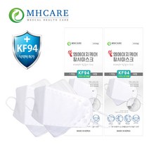 엠에이치케어 KF94 블랙 마스크 대형 50매, 대형 화이트 50매, 단품, 화이트