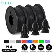 3d 프린터 재료 SUNLU-3 롤 PLA 3D 필라멘트 1.75MM FDM 프린터 250G 미니 스풀 더 많은 색상 무취 무독성, 03 Black Black Black