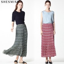 [쉬즈미스] [(SHESMISS)] 제인 플리츠 플라워 롱 스커트 (택가격228000원)