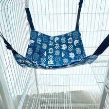 고양이 해먹 반려묘 냥냥이 그물 침대, 파란색과 흰색 고양이 양면 캔버스