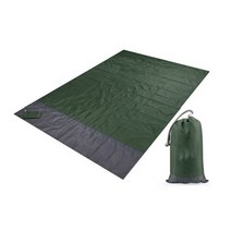 200x210CM 방수 비치 매트 접이식 캠핑 포켓 담요 야외 휴대용 여행 피크닉 텐트 비치 매트, 육군 녹색, 200cm x 210cm, 협력사
