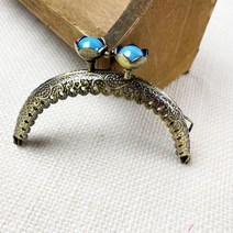 헤세드 라운드) 8.5cm 연꽃잎 구슬 라운드 동전지갑 반원프레임, 스틸블루