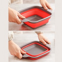 휴대용 접이식채반 물빠짐 실리콘 야채 세척 바구니