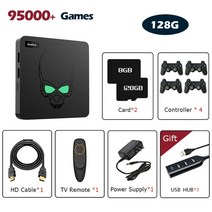 슈퍼 콘솔 레트로 비디오 게임 콘솔 와이파이, 협력사, 128g-4 컨트롤러, EU 플러그