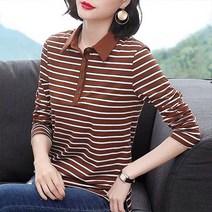 이노뱅크 데일리 카라넥 스트라이프 긴팔 티셔츠 GM0283A
